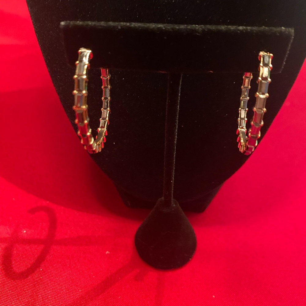 Elegant Black And Gold Hoops. NEW